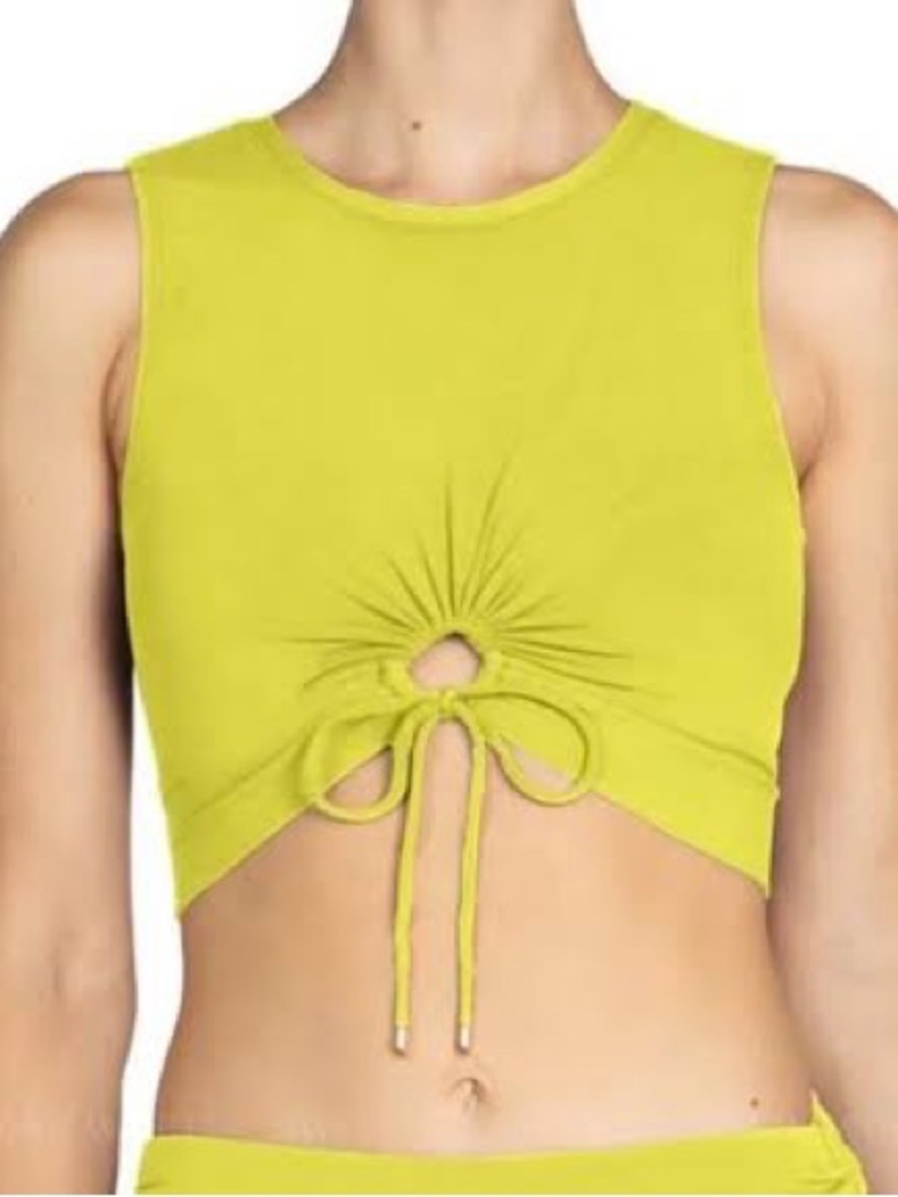 Robin Piccone Neon Lime Drawstring AUBREY TANK bikini TOP